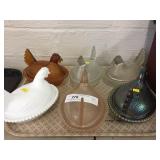 6 Glass Hen on Nests