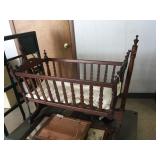 American Victorian Walnut Platform Rocking Cradle