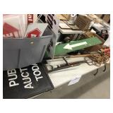 Table of Garden Tools, Cast Iron Pans, Propane