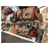 Table of Hand Tools, Air tank, Hardware, etc.