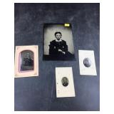 4 Tin Type Photos of Ladies & Gentleman