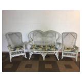 3pc White Wicker Patio Set