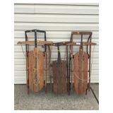3 Vintage Snow Sleds