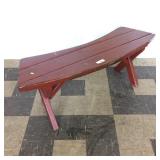 Red Painted Wooden Curved Seat Picnic Bench