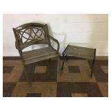 Cast Metal Framed Patio Chair and Side Table