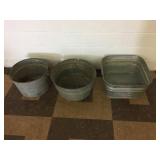 Lot of 3 Galvanized Wash Tubs