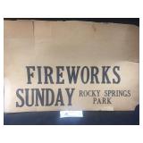 Cardboard Rocky Springs Fireworks Sign