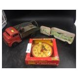 Tin Litho Easter Pull Toy and Mickey Mouse Clock