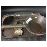 Tray Lot of Primitive Kitchenwares and Soap Case