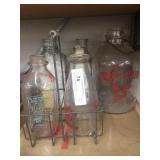 8 Various Milk Bottles with Carrier