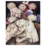 Lot of 5 Contemporary Rag Dolls