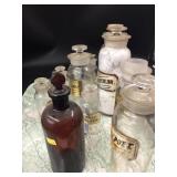 Tray Lot of Various Apothecary Bottles