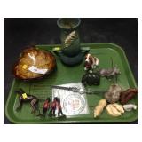 Tray Lot of Royal Doulton and Roseville Vase