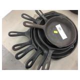 Lot of 9 Unsigned Frying Pans