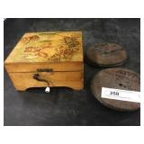 Wooden Case Disc Player with Discs