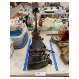 Cast Iron Waffle Iron, Irons, Table Lamps, Etc.