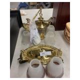 2 Vintage Hanging Lamps with Shades