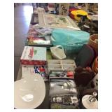 Table Lot of Seasonal Decor., Houseware and Misc.