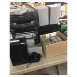 Table with Aiwa Stereo System, Speakers and CD