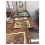 Table Lot of Framed Pictures and Prints