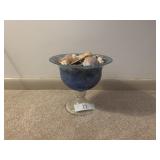 Contemporary Pedestal Glass Compote and Sea Shells