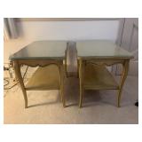 Pair of Rectangular End Tables with Glass Tops