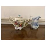 Early Decorative Teapot and Pitcher
