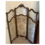 Victorian Upholstered 3 Section Screen with Glass