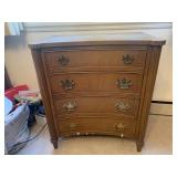 Small Mahogany 4 Drawer Chest with Concave Bow Fro