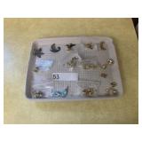 Tray Lot of Costume Jewelry- Pins and Earrings