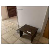 Softwood Step Stool and Wire Toilet Paper Holder