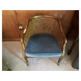 Cane Back Chair with Upholstered Seat