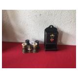 Tin Matchbox and 2 Pairs of Opera Glasses