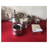 Silver Plate Trinket Box and Tea Set