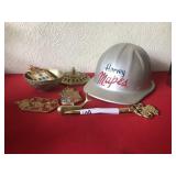 Decorative Brass Items and Hard Hat