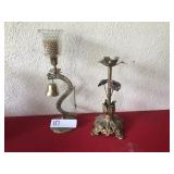 Vintage Pressed Metal Lamp Stand and Candle Holder