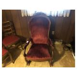 Victorian Wooden and Upholstered Rocking Chair