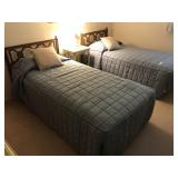 2 Single Box Spring and Mattresses with Bedding