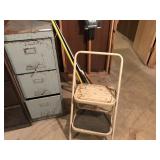 3 Drawer Metal File Cabinet, Step Stool and