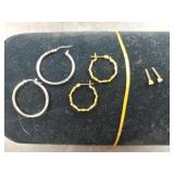 2 Pair of 14K Earrings and Bracelet