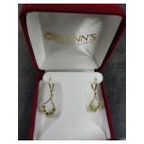 Pair of Green Garnet & Diamond Earrings