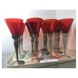 12 Champagne Glasses with Silverplate