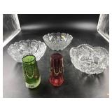 Selection of Cut & Enameled Glassware
