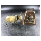 Cow Bell & Plastic Nodding Head Donkey