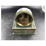 Vintage Wind-Up Clock with Cloth Covered Box