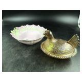 Carnival Style Hen on Nest & Porcelain Bowl