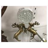 Glass Sphere Supported By 3 Brass Stags