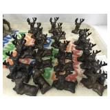 24 Brass/Bronze Reclining Stag Figurines