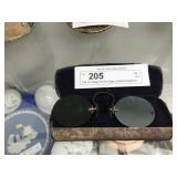 Pair of Vintage Clip-On Green Lens Sunglasses