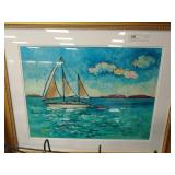 Oil on Board Painting of Sailboat